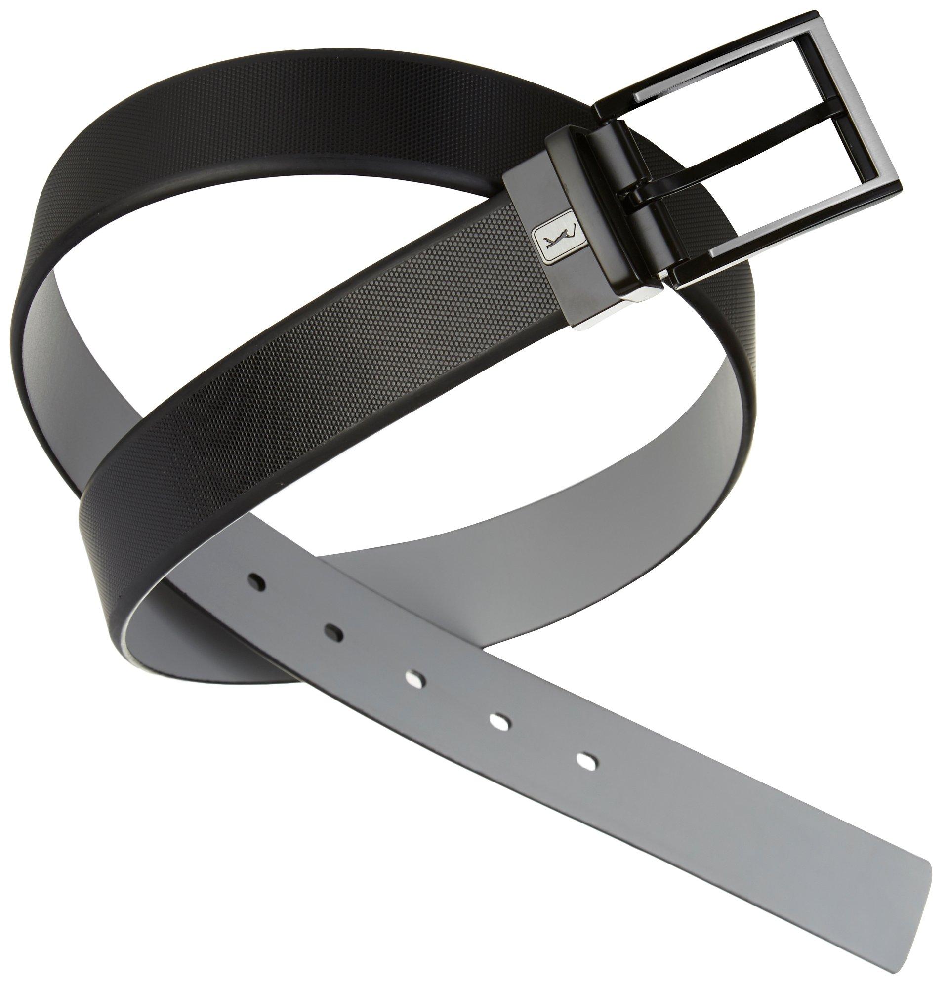 Mens Belt Reversible Wide Bonded Leather Silver-Tone Buckle WHITE/Black 